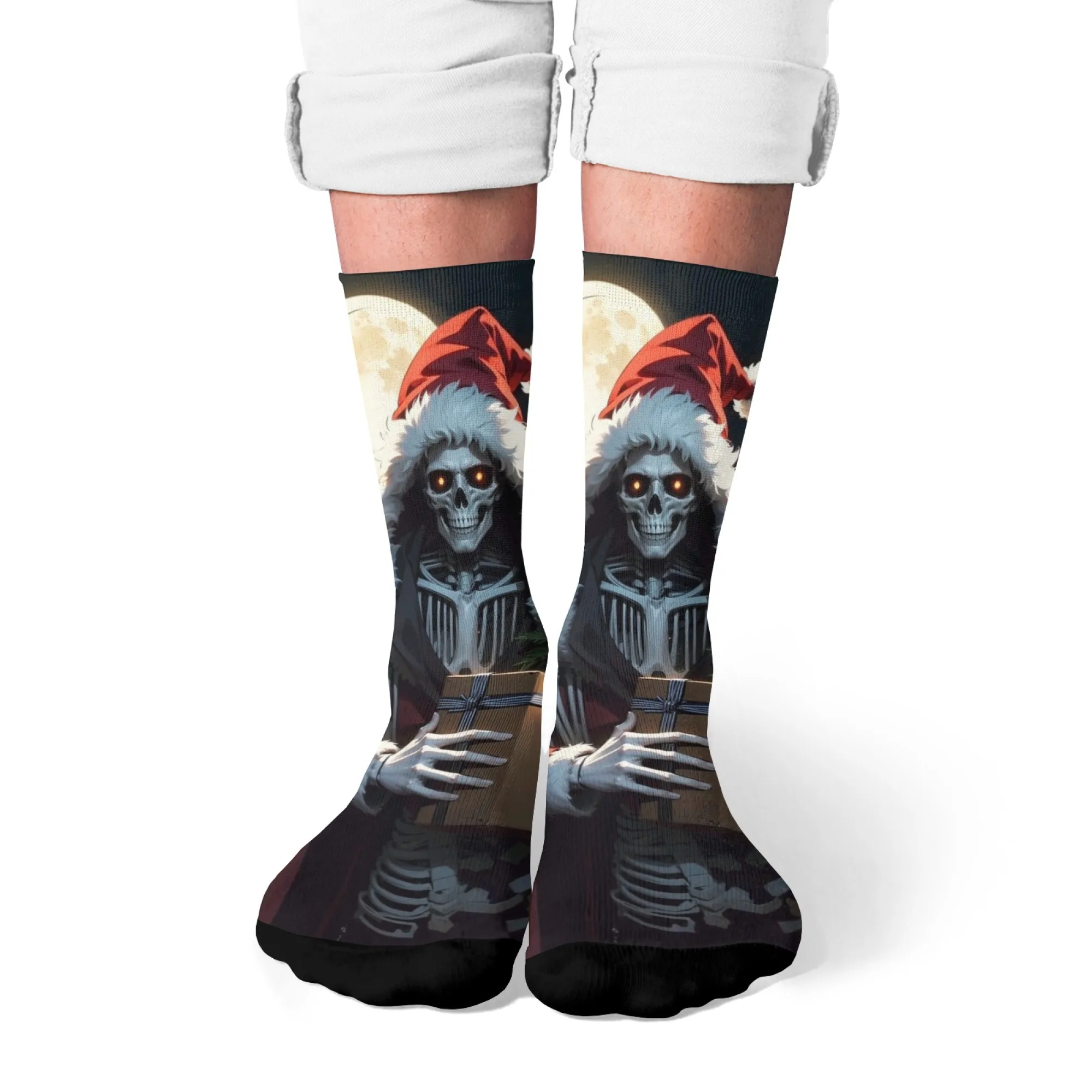 

Новинка, рождественские мужские носки с принтом черепа, удобные дышащие нескользящие носки, уличные компрессионные носки в стиле Харадзюку, забавный подарок