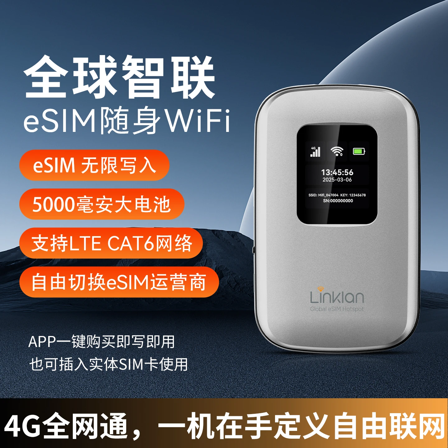 ESIM ポータブルWiFi グローバルネットワーク 無制限の書き込み