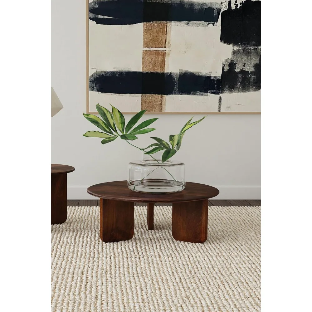 Dale Round Solid Mango Wood Coffee Table Brown