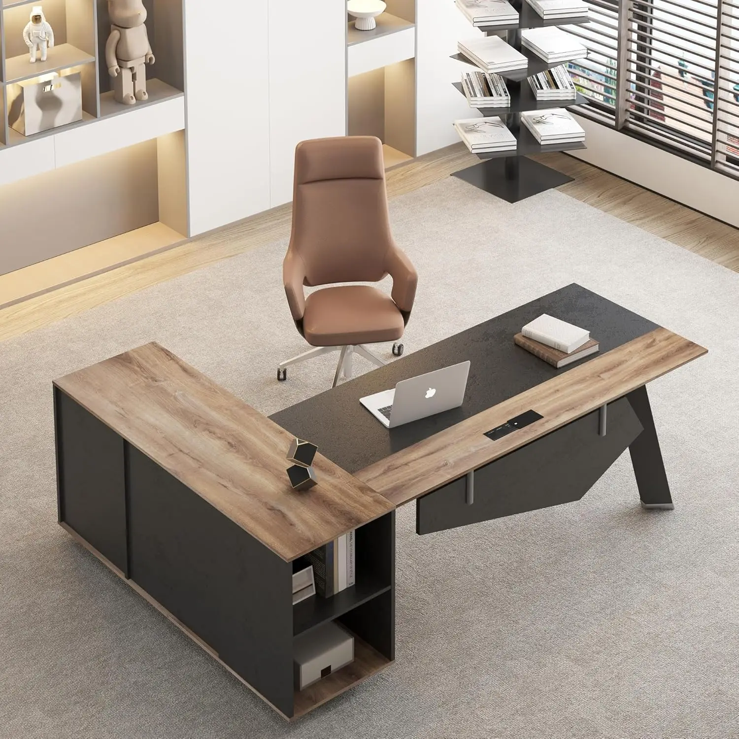 63in L-Shaped Executive Desk with 47