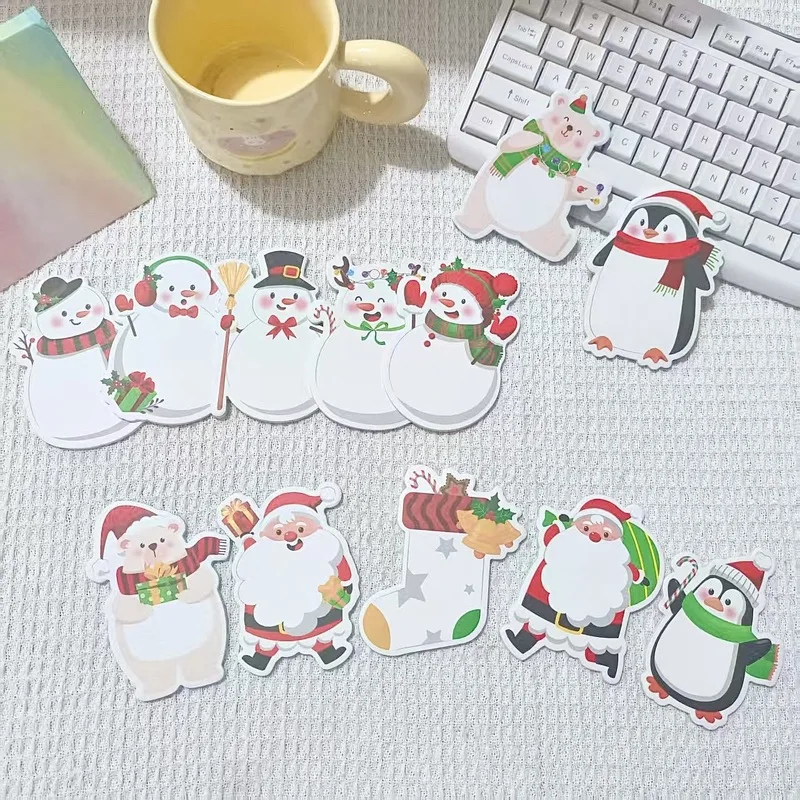 1PC Christmas Cartoon Shaped Sticky Notes 20 sheets Santa Snowman Penguin Bear Self-Stick Note Pads Random Patterns