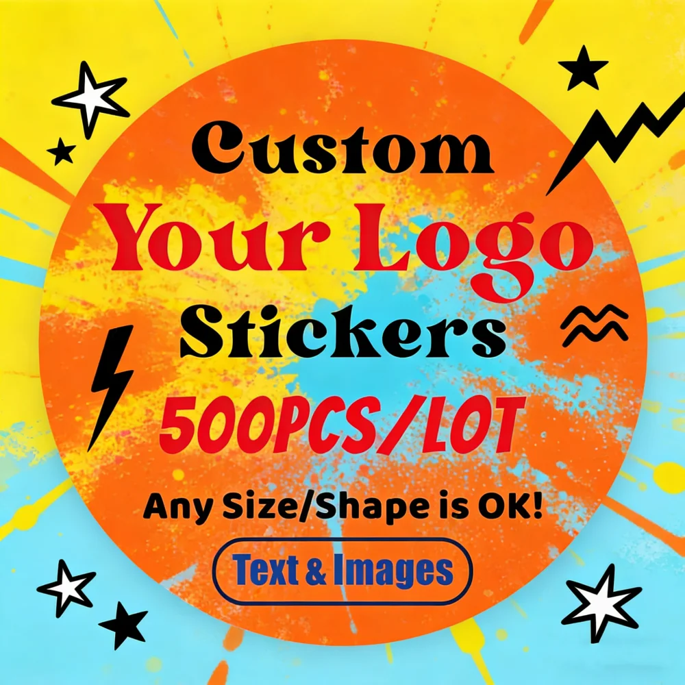 

500PCS Custom Stickers DIY Your Own Labels Wedding Birthday Gift Box Stickers Custom Company Logo 3-10CM Personalized Stickers