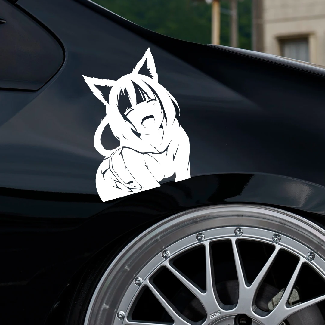 Anime Cat Girl Decal, Car, Truck, Windshield, Laptop, Vinyl, Accessories, Gifts, JDM, Slap, Personalized, Cat, Girl
