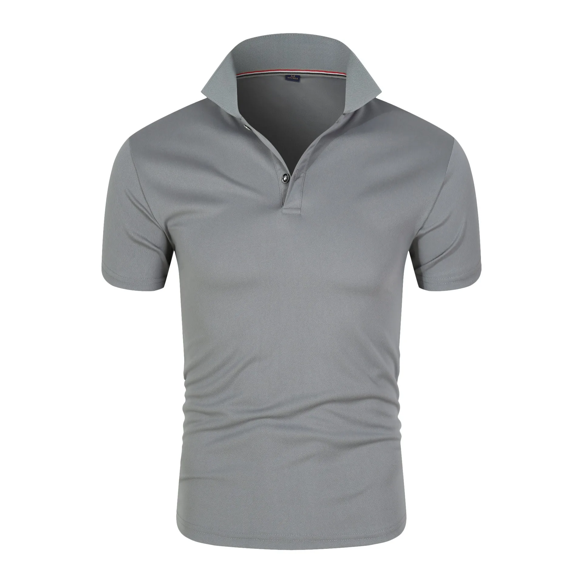 New Solid Color Polo Shirt Men's Short Sleeve Button Tshirts Lapel Lightweight Streetwear Sport Casual Tops