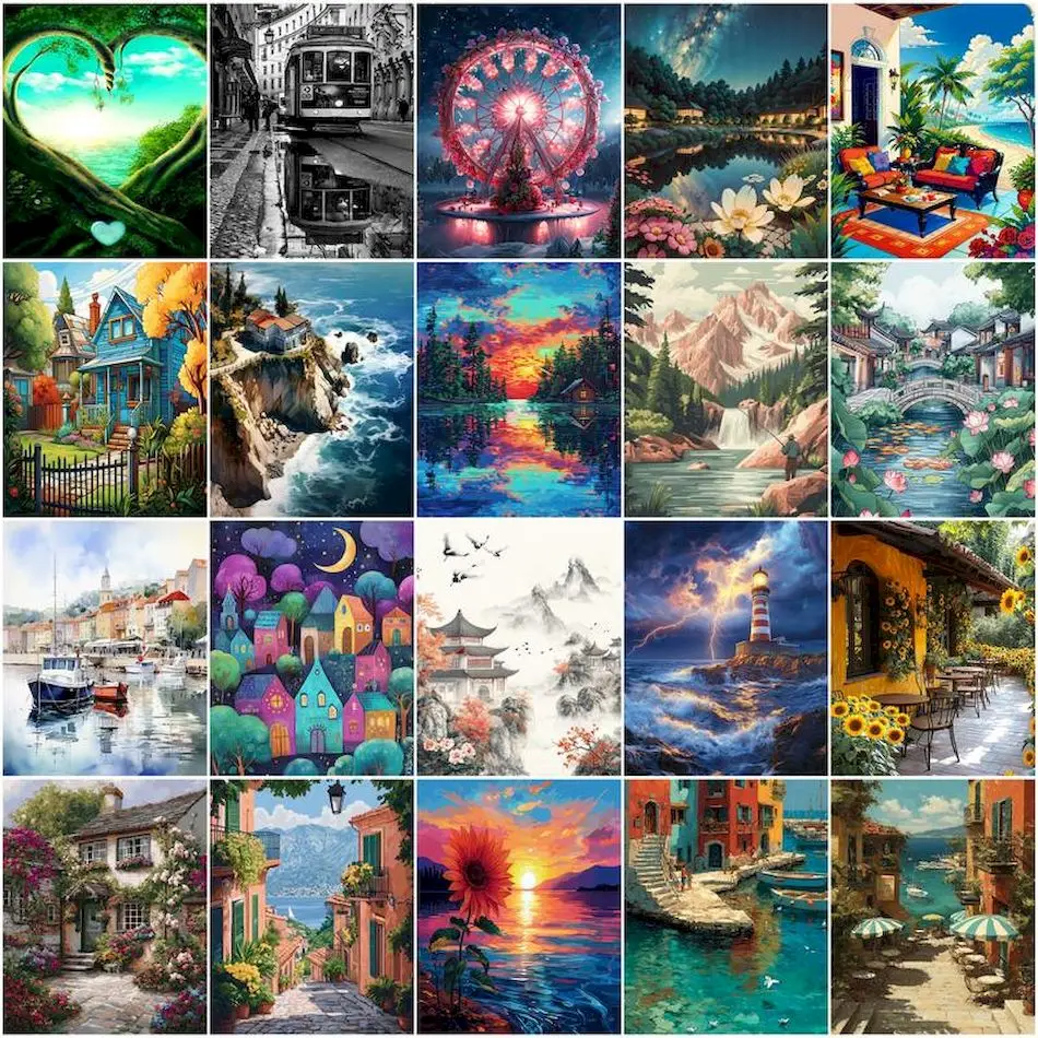 

GATYZTORY Paint By Number Adult Kit Crafts Supplies Adults Landscape Drawing On Canvas Handmade Diy Set Artwork Paint Kit Gifts