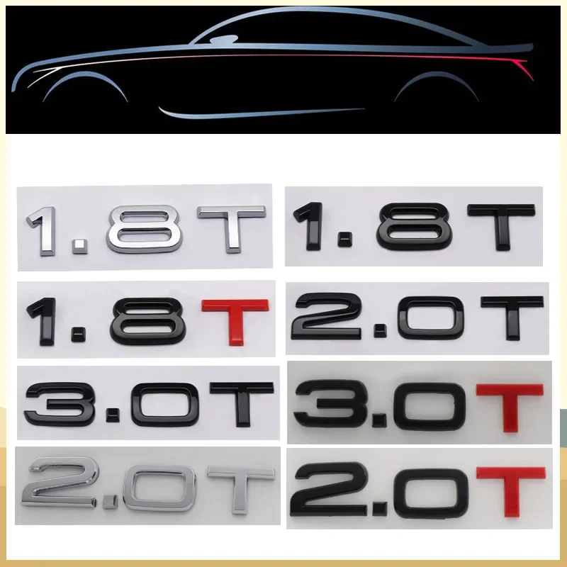 3D 2,0 T 2,0 T 3,0 T 1,8 T Buchstaben für A3 A4 A5 A6 A7 A8 Q2 Q3 Q5 Q7 Q8 Auto Motor Kotflügel Kofferraum Hinten Aufkleber Emblem Abzeichen Aufkleber