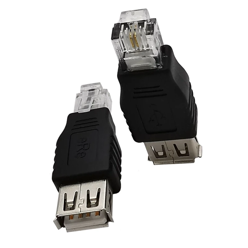 Ethernet RJ11 6P2C USB Adaptor Jaringan Steker Wanita 4 Pin Konektor USB-A Adaptor Telepon Rumah