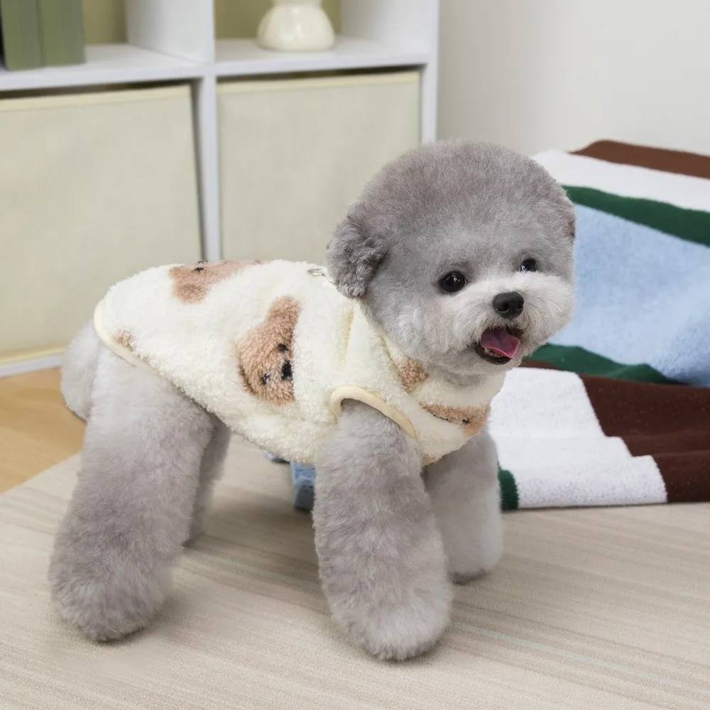 Fashion Dog Clothes Thickened Cartoon Bear Pet Coat Keep Warm Windproof Puppy Clothes Vest For Small Medium Dog