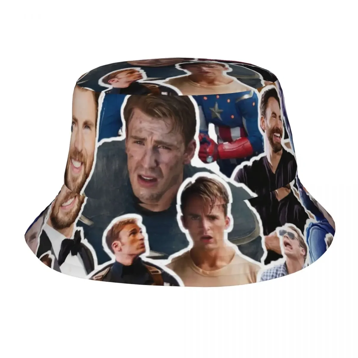 Chris Evans Collage Bucket Hat Summer Beach Vacation Getaway Headwear Fishing Caps for Outdoor Women Men Bob Hats Lightweight