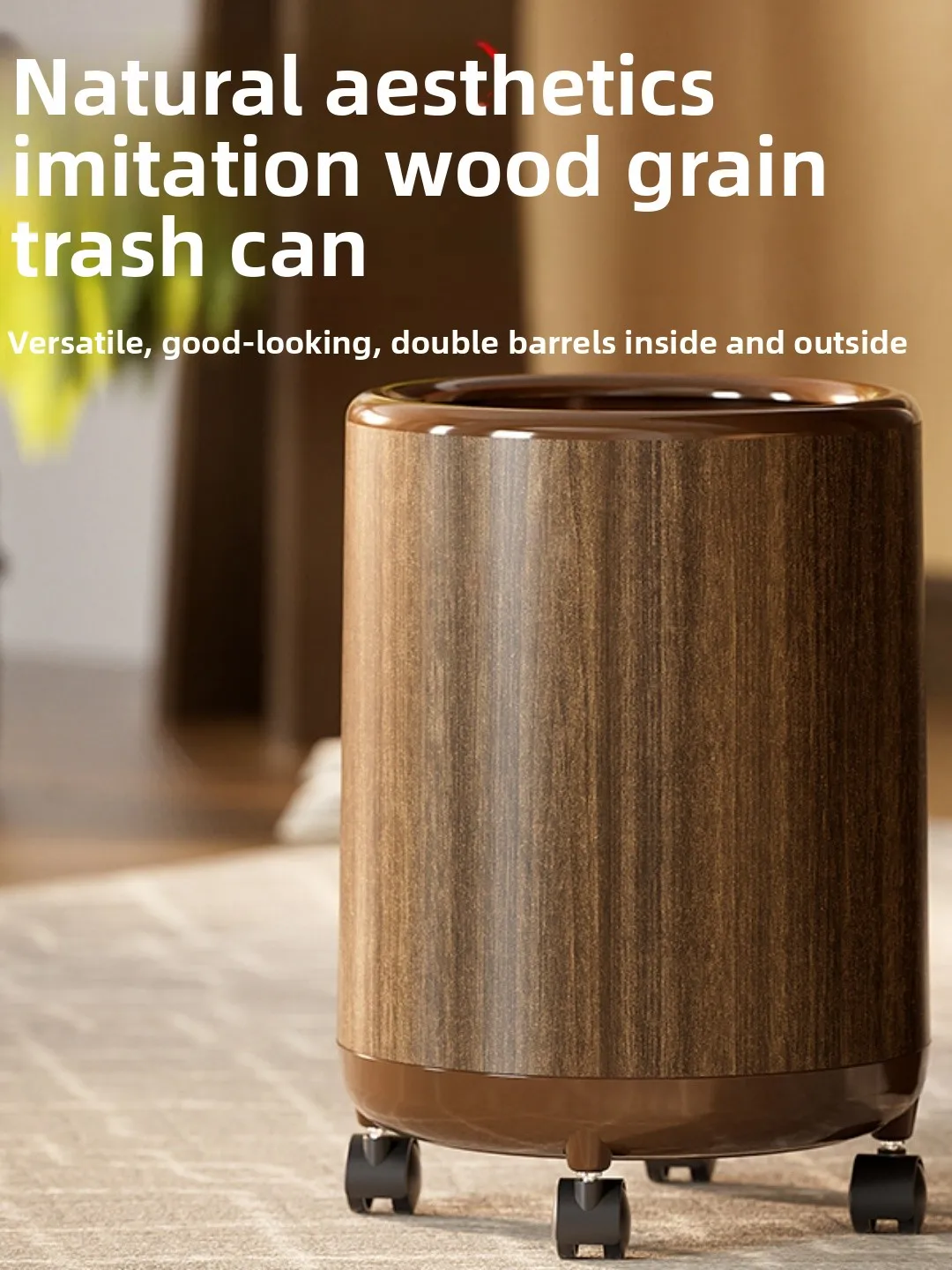 

Большая винтажная деревянная корзина для мусора с узором и крышкой для гостиной, кухни и ванной комнаты, для домашнего использования