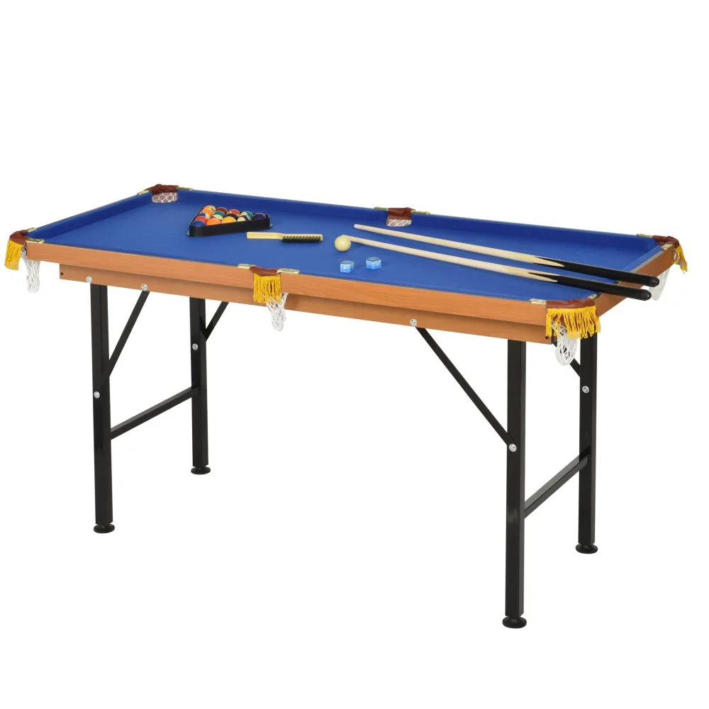 

Soozier 55" Portable Folding Billiards Table Game Pool Table for Whole Family Number Use With Cues, Ball, Rack, Chalk, Blue