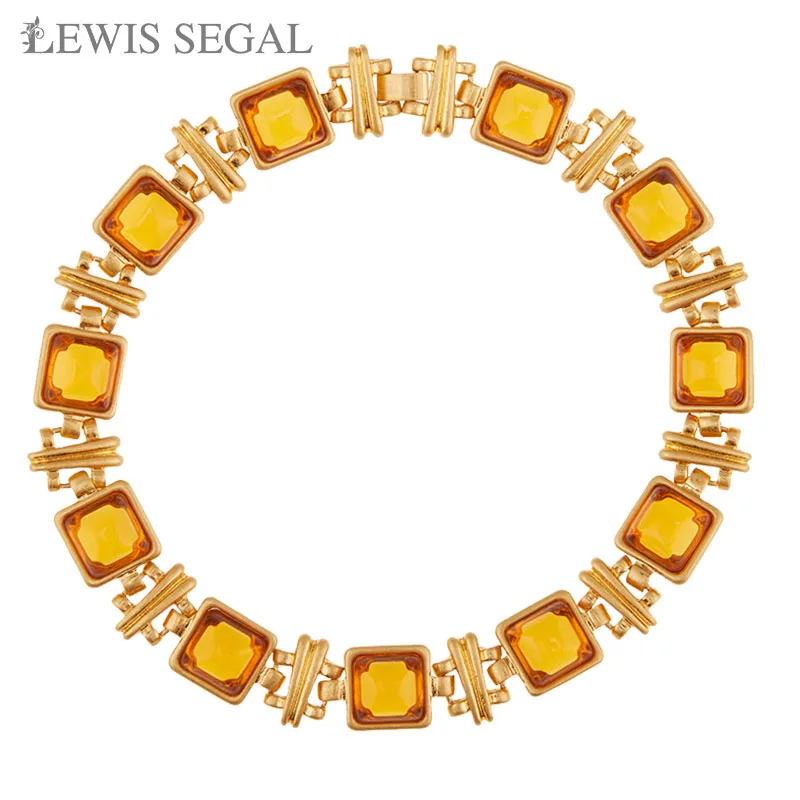 

LEWIS SEGAL Luxury 18K Gold Yellow Gemstone Necklace for Women Independent Girl Elegant Fine Jewelry Medieval Style Party Gift