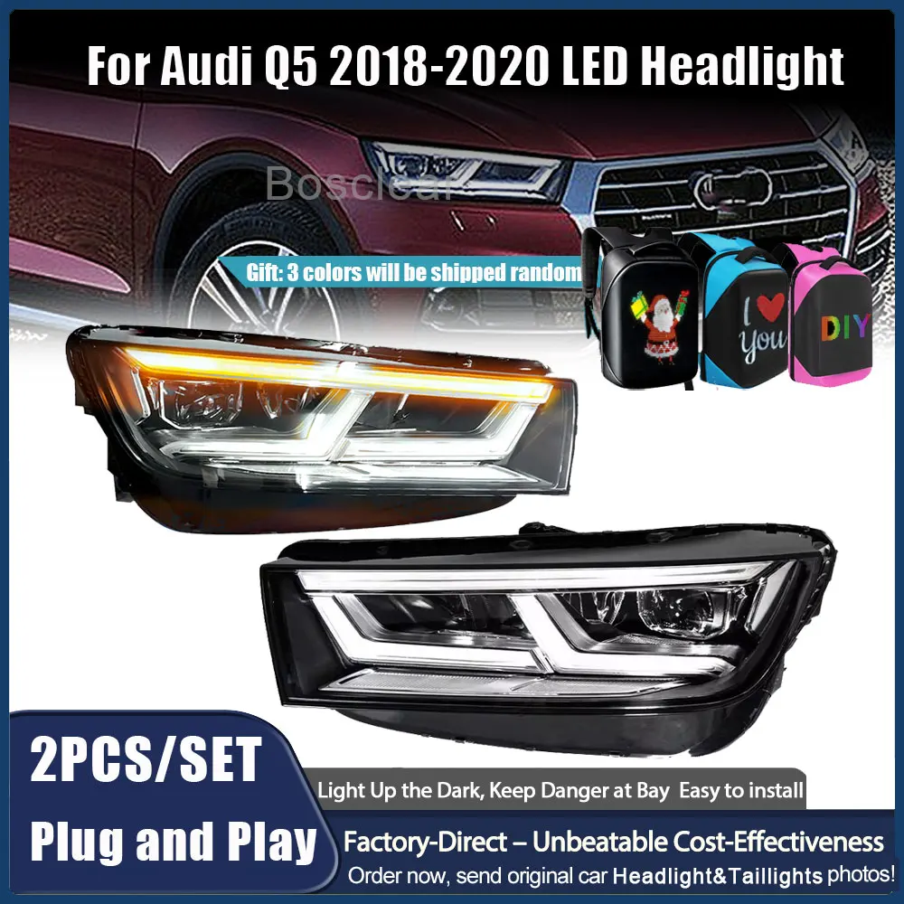 

Car Light for Audi Q5 2018-2020 LED Headlights Projector Lens Siginal DRL HeadLamps Dynamic Signal Lamps Automotive Accessories