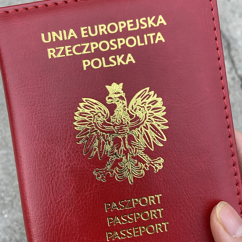 Unia Europejska Rzeczpospolita Polska Passport Cover Red Pu Leather Passeport Holder Women Travel Wallet Paszport Case