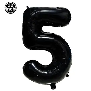 黑色大號數字氣球 32 吋 0 1 2 3 4 5 6 7 8 9 生日數字 單身派對氣球 巨型氣球 派對氣球裝飾 6 最佳銷售 3個氣球 - №2