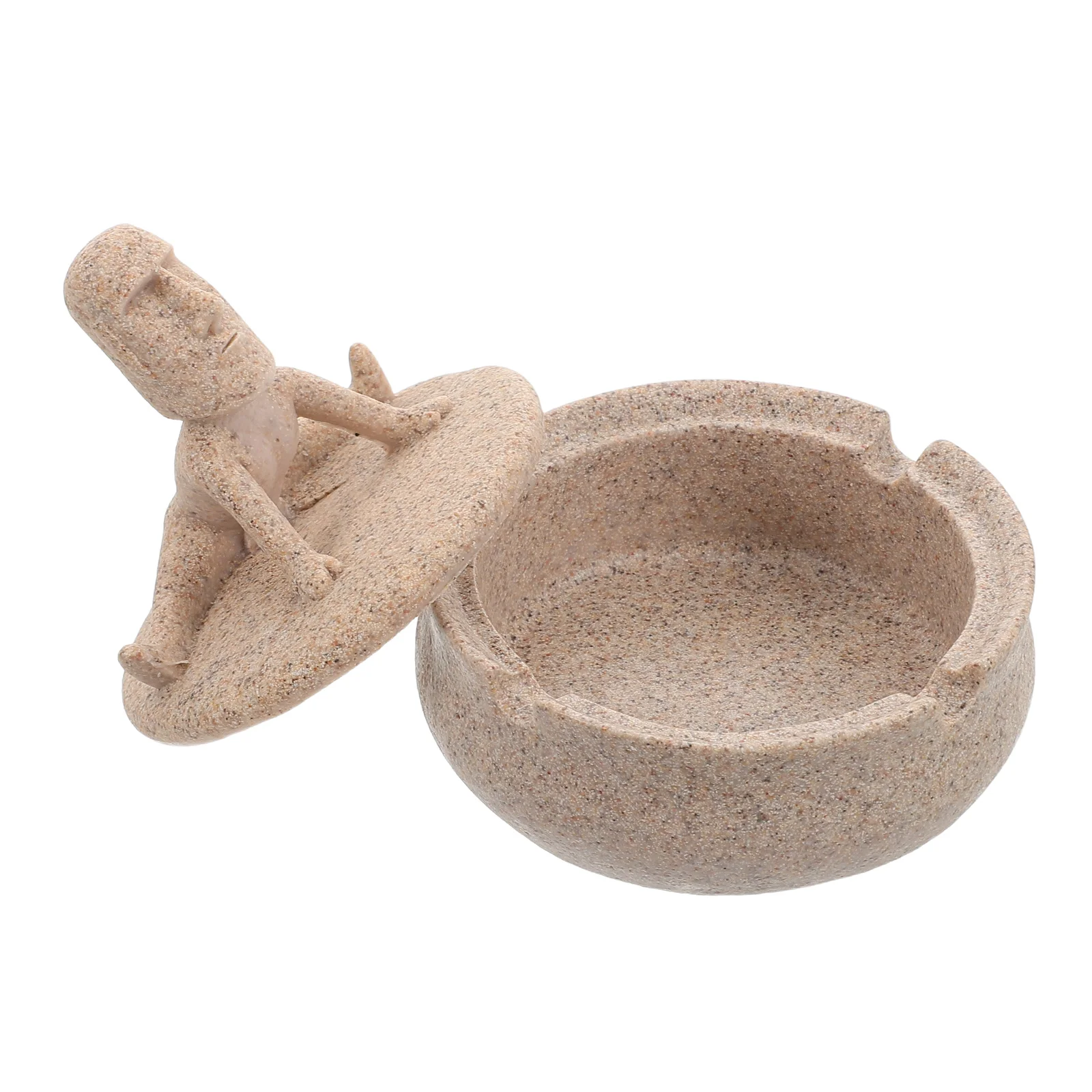 

Creative Yoga Stone Ashtray Round Resin Container for Smokers Office Living Room Study Windproof Lid Material