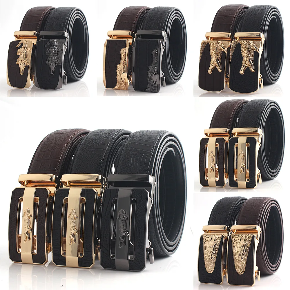 Mens Belt, Ratchet Belts Adjustable Automatic Buckle PU Leather belt for men - Trim to Fit