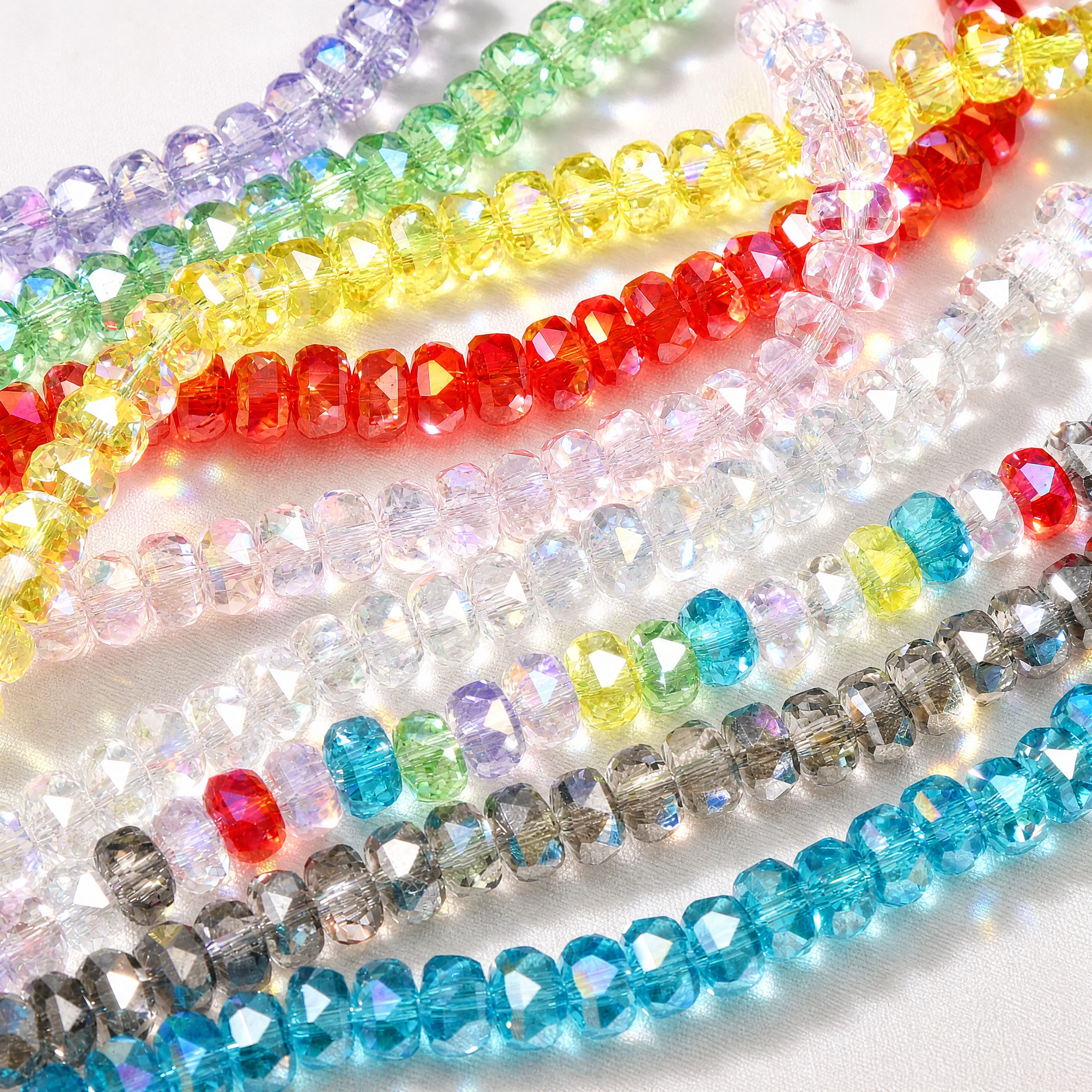 8x5mm 60Pcs Sparkling Faceted Rondelle Glass Crystal Beads Loose Spacer Beads for Jewelry Making DIY Bracelet Necklace Earring
