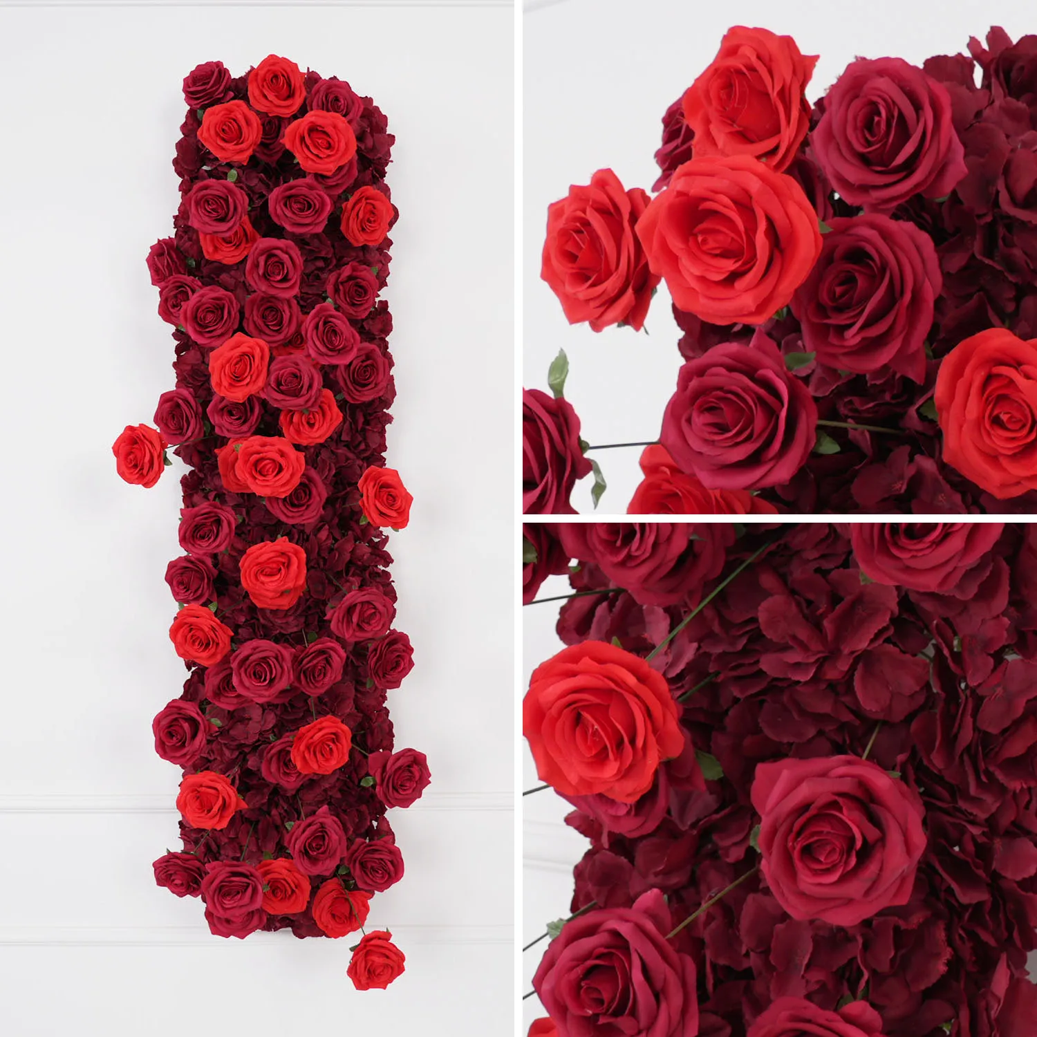 Uflower 5D فاخر أحمر على شكل قلب زهرة صف تشكيلة زهور حامل زهور ديكور خلفية الزفاف قوس حفلة المرحلة الدعائم ﻿