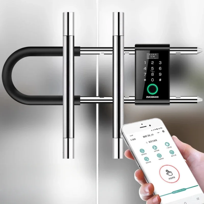 

Password lock U-shaped fingerprint lock Double open glass door Smart shop padlock Electronic U-shaped lock Free opening