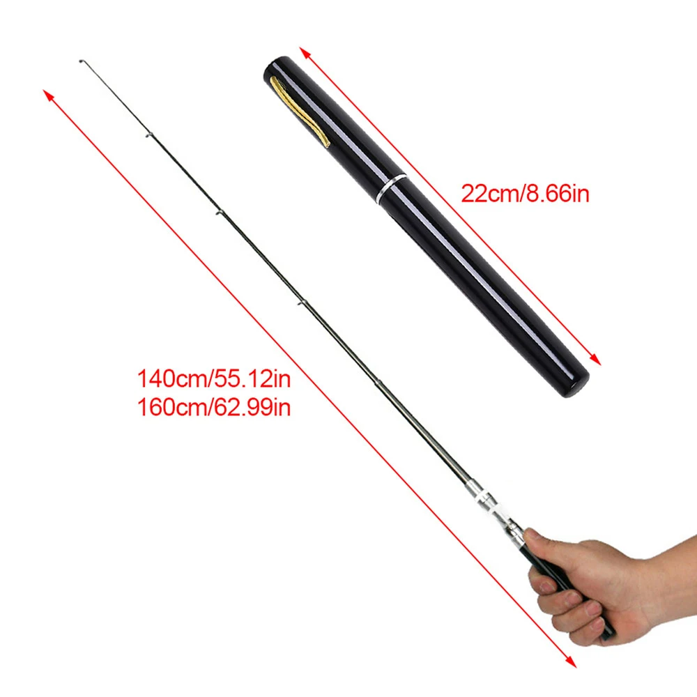 مصغرة تلسكوبي الصيد رود جيب 1M-1.6M قصبة صيد خشبية المحمولة القلم شكل قضيب الترا قصيرة خفيفة الوزن السفر الألومنيوم والعتاد