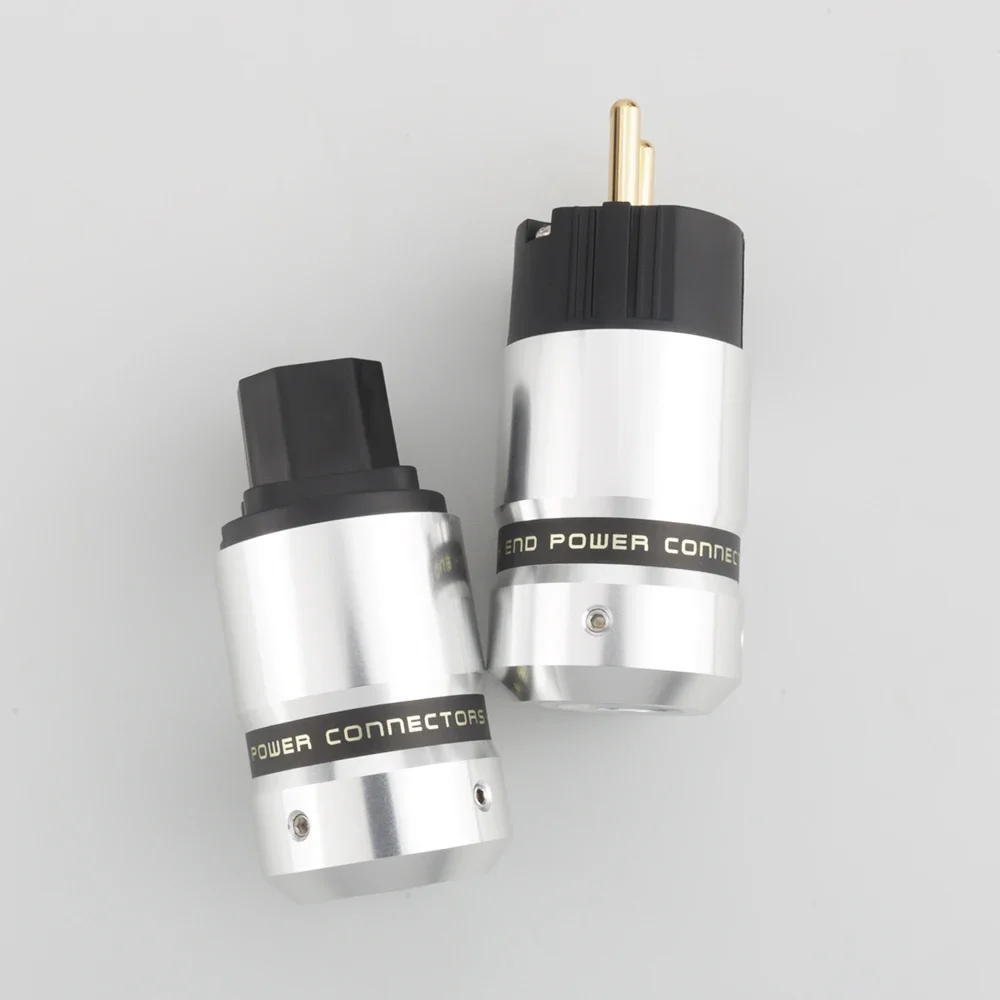 موصل قابس طاقة Schuko مطلي بالذهب عالي الجودة IEC لكابل الطاقة الرئيسي DIY ملحقات معدات الصوت والفيديو الراقية