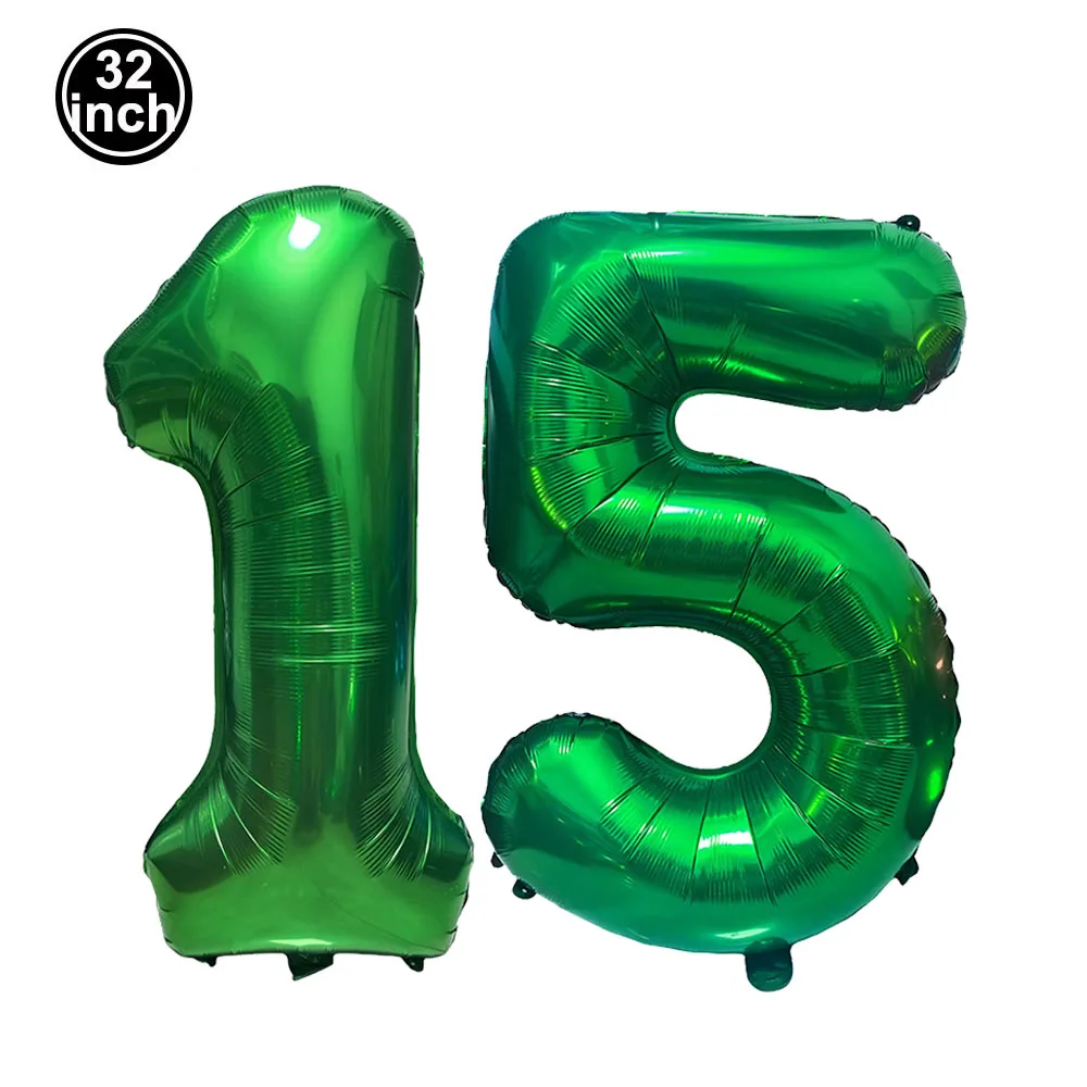 Number 15 Balloon 15 Digit Balloon Fifteen Kids 15th Birthday 32inch Big Large Blue Green Red Pink Golden Black Colorful Balloon - view 3