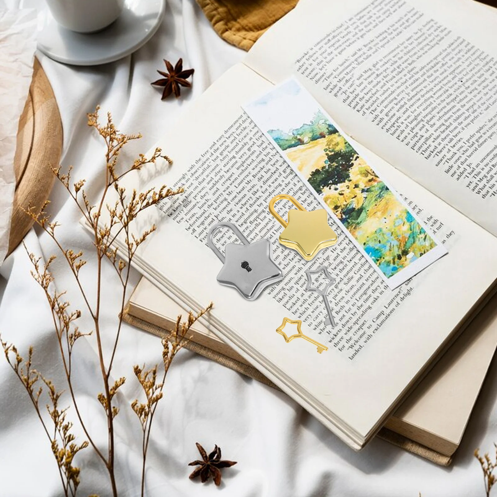 2 قطعة قفل على شكل نجمة قفل سبيكة للسفر الأمتعة مذكرات كتاب صندوق مجوهرات قفل خزانة أقفال صغيرة مع مفاتيح هدية #2
