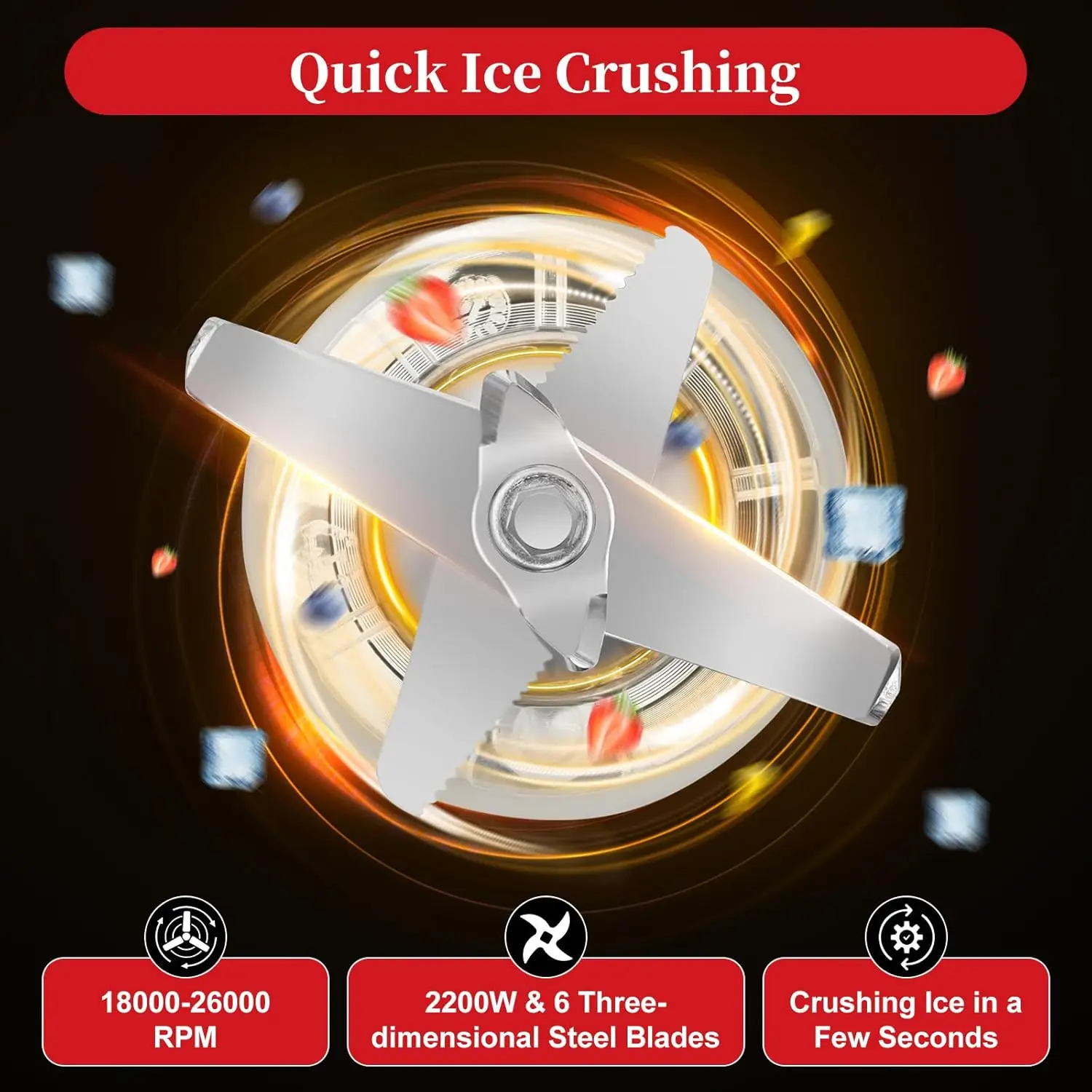 2.2lblender Smoothie Maker,2200w 110v Modern Blender With Pc Cup,8-Speed Variable Speeds Control,Timed,Touch Commercial Soundpro