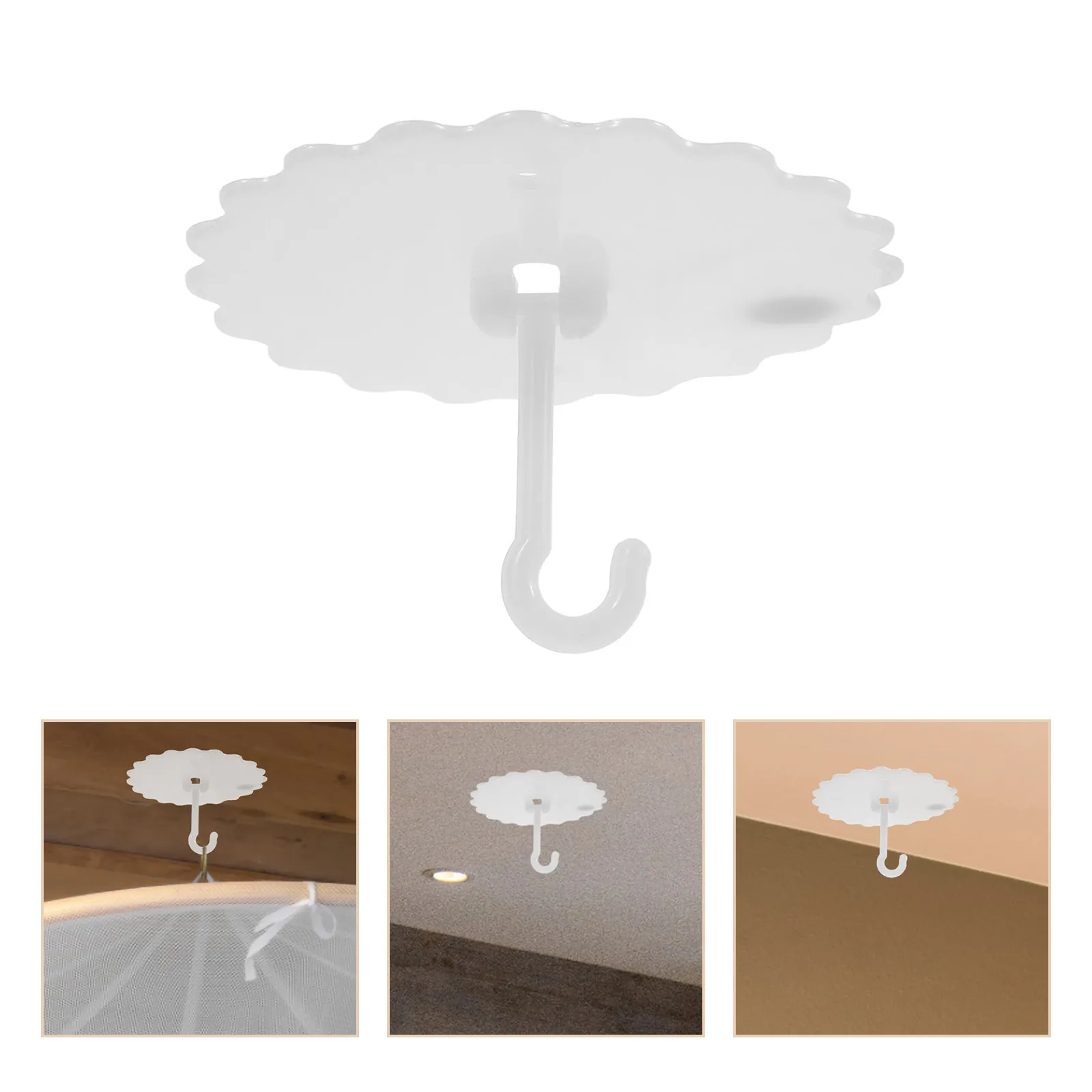 4Pcs Adhesive Suction Cup Hooks Strong ABS Hanging Canopy Hook Ceiling Wall Removable Indoor Sticky Hooks for Canopy Net