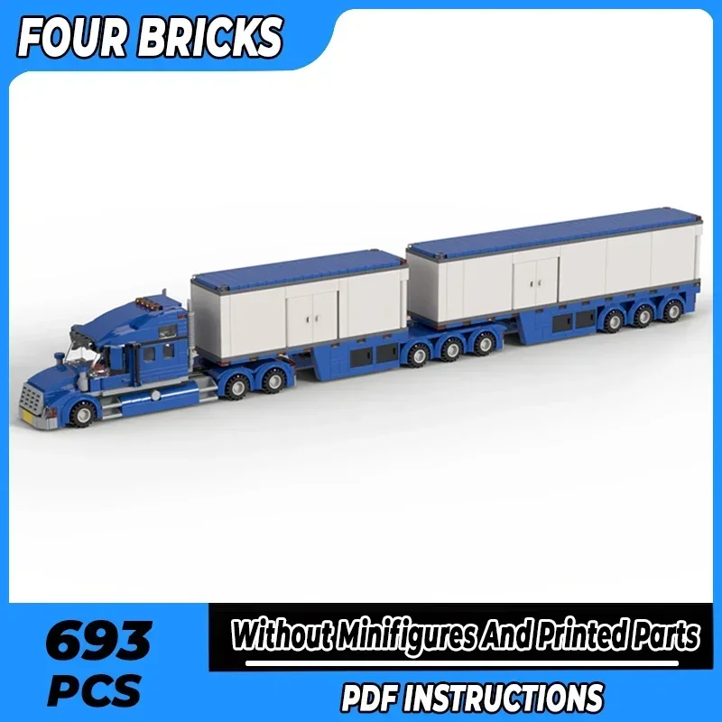 

Moc Building Bricks City Car Model Toys B-Double Transporter Technology Modular Blocks Gifts Christmas Toys DIY Sets Assembly