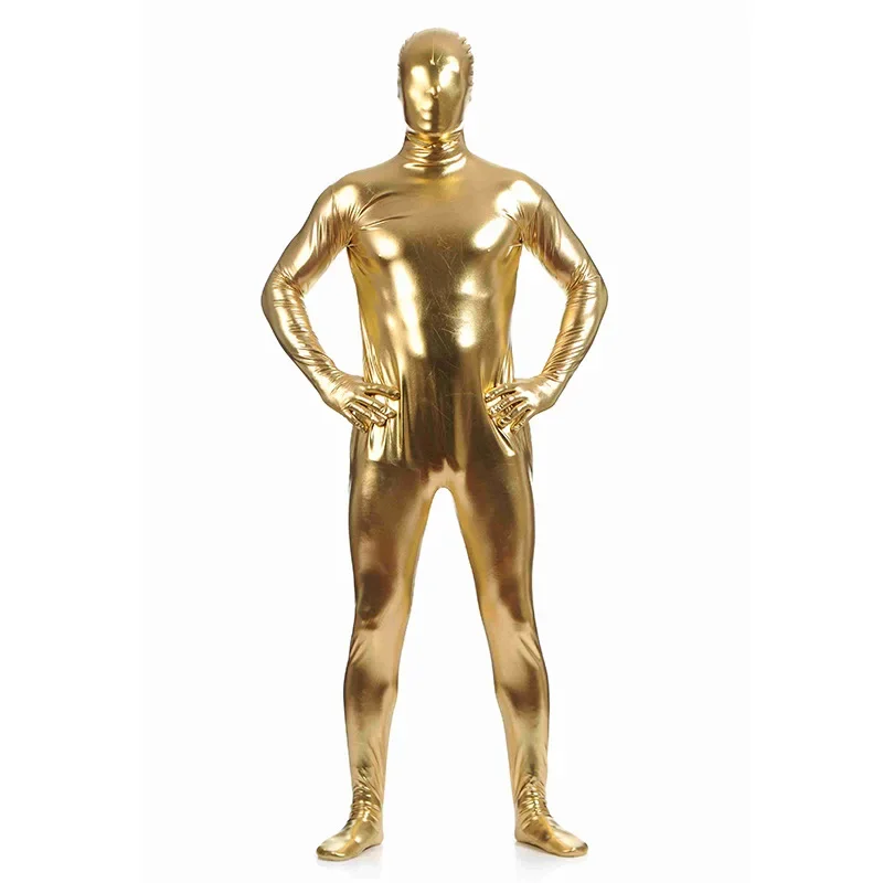 Tuta in Spandex metallico tuta lucida Catsuit Sexy Unisex Zentai tuta intera Costume Party Law Look Unitard S-3XL