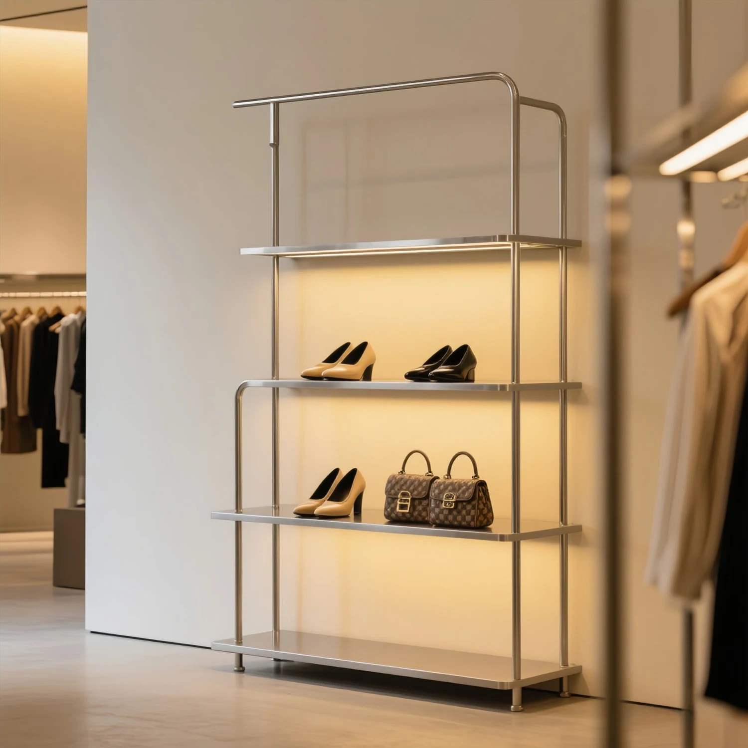 

Shoe store shoe rack display rack Clothing store display rack Floor to ceiling wrought iron paint display cabinet Sample