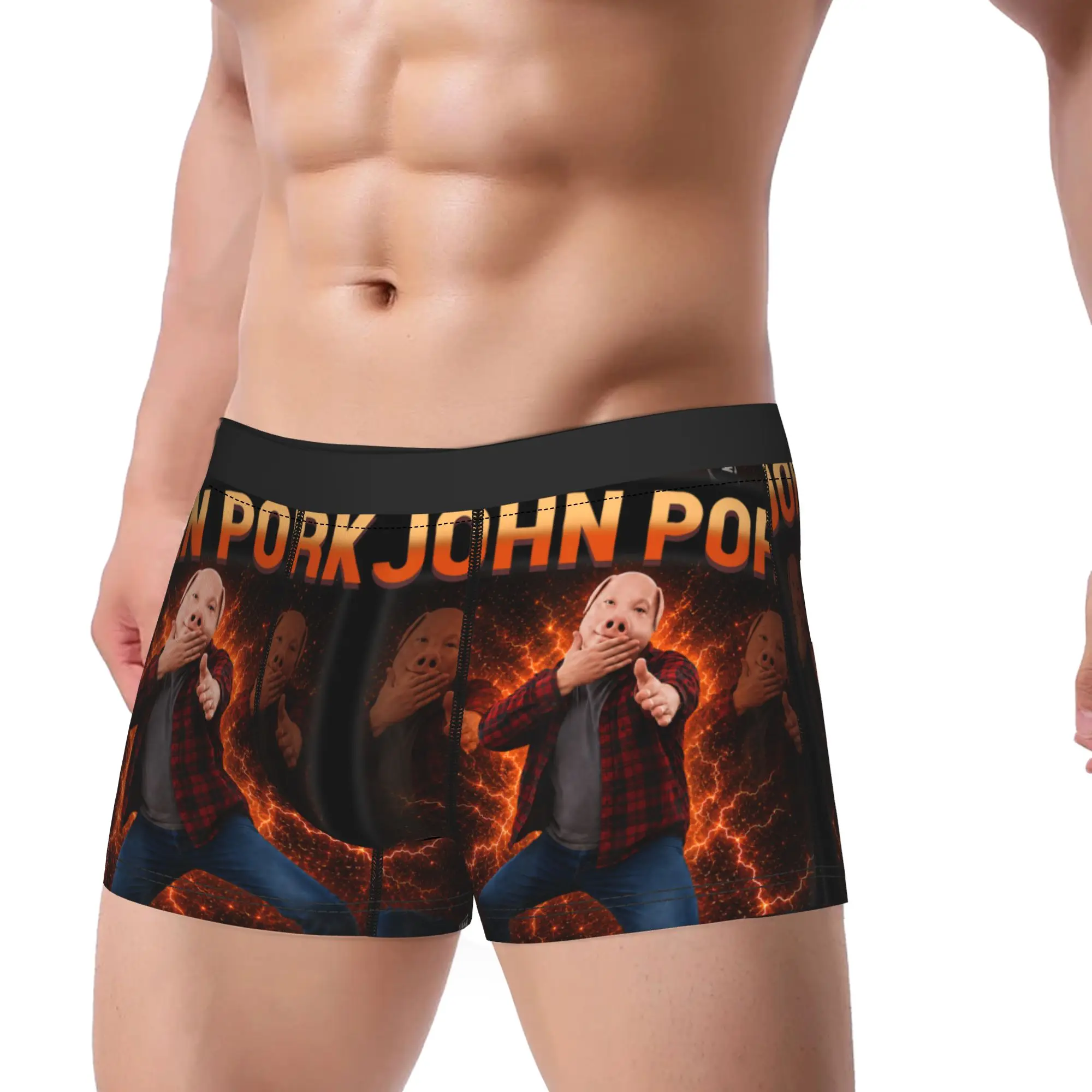 John Pork Calling Decline Accept Incoming Call Scuba Shorts Briefs Underwear Men Boxer Shorts Pattern Large Size Underpants