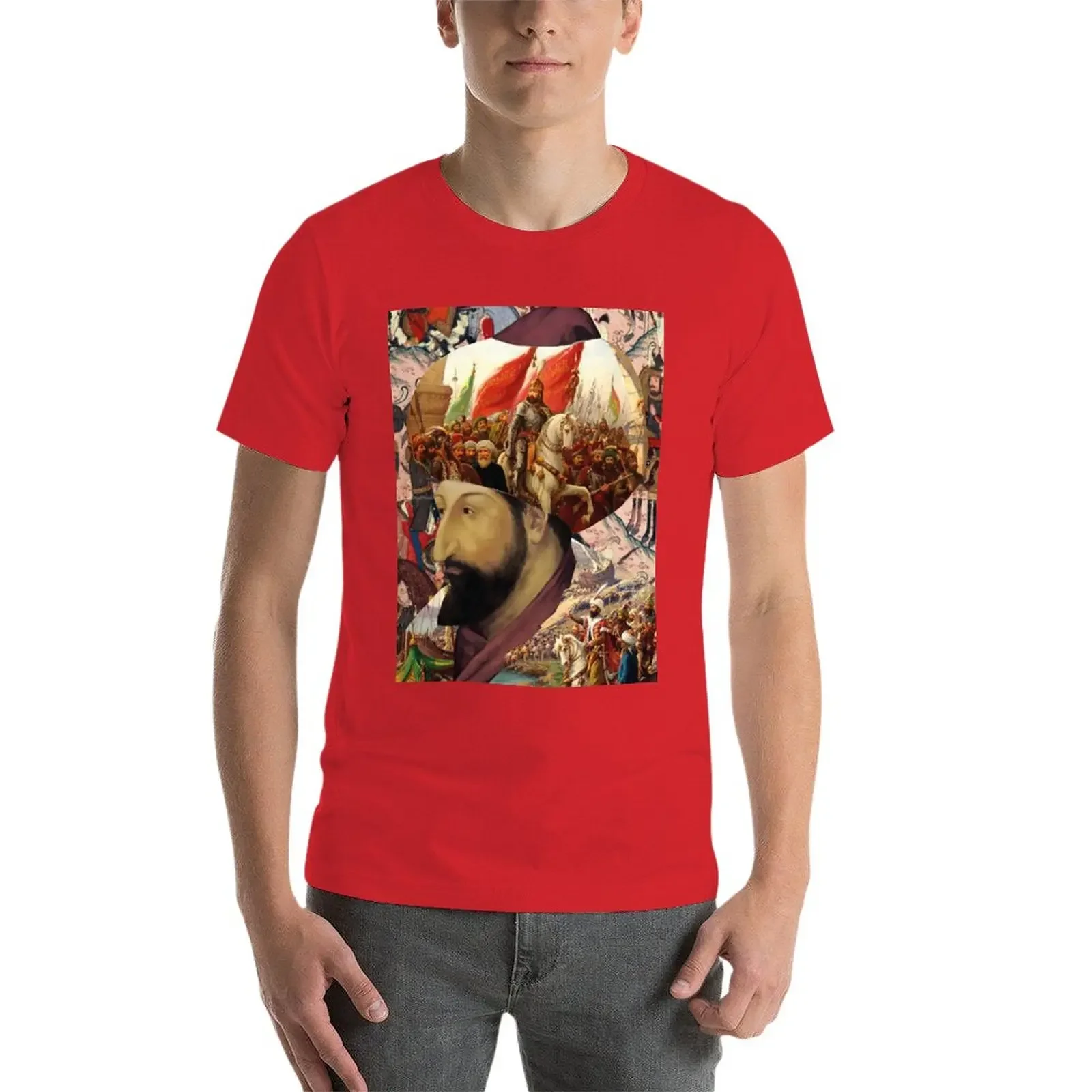 تي شيرت فاطح سلطان محمد كولاج للأولاد مطبوع عليه حيوانات تي شيرت مضحك ثقيل الوزن للرجال برسوم جرافيك