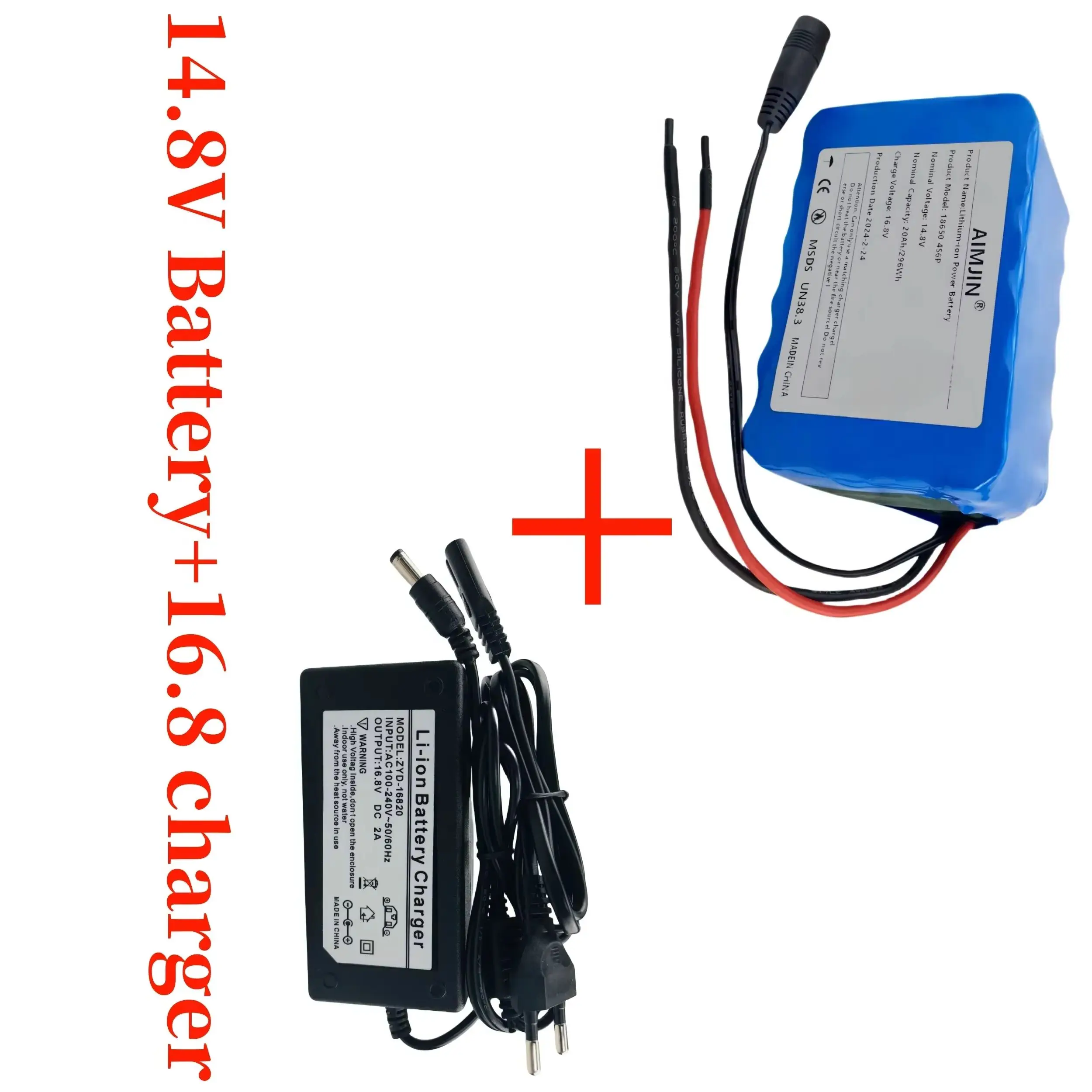 

14.8V 20000mAh rechargeable lithium 18650 4S6P battery pack with built-in BMS for night fishing lights, heater+charger