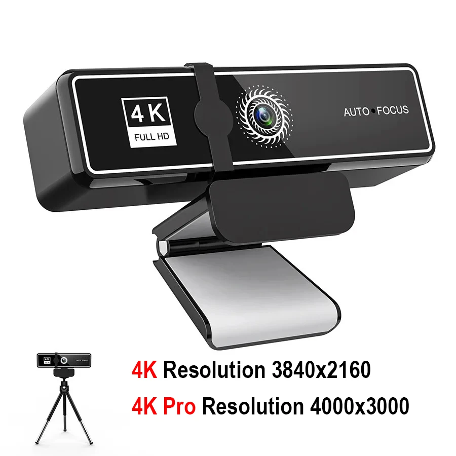 4K Pro Full HD Webcam 4000x3000 Kantoorvergadering Live Camera voor PC Laptop Telefoon Desktop Mini Webcam Gratis geschenk Intrekbare standaard