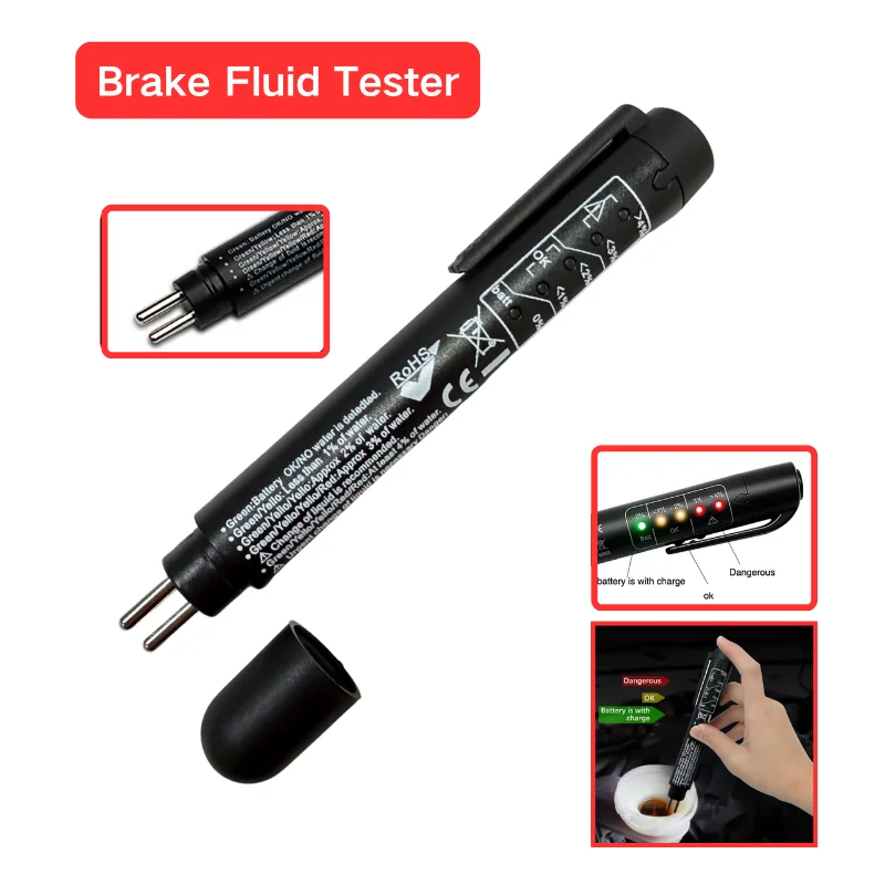 Universal Brake Fluid Tester Pen DOT3 DOT4 DOT5.1 Moisture Detector Accurate Oil Quality Test Tool LED Indicator Automotive