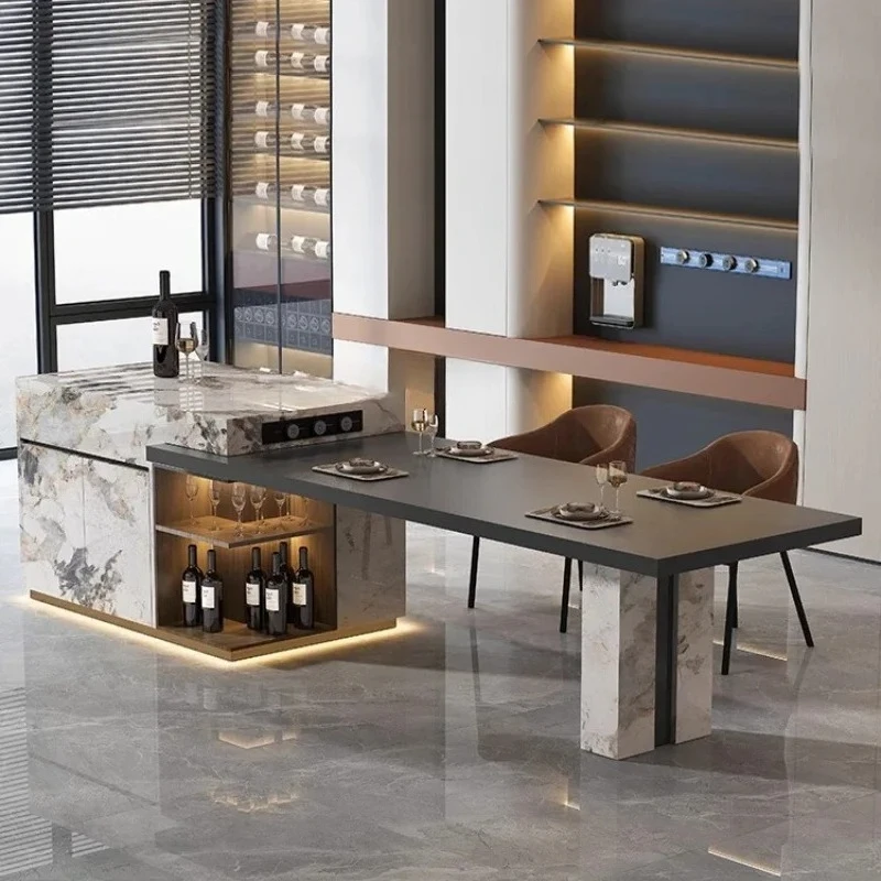 

Island table household retractable guide table plus kitchen fallen table rock slab middle island0294