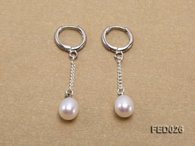 Unique Pearls Jewellery 7x9mm White Drop-shaped Freshwater Pearl Earrings