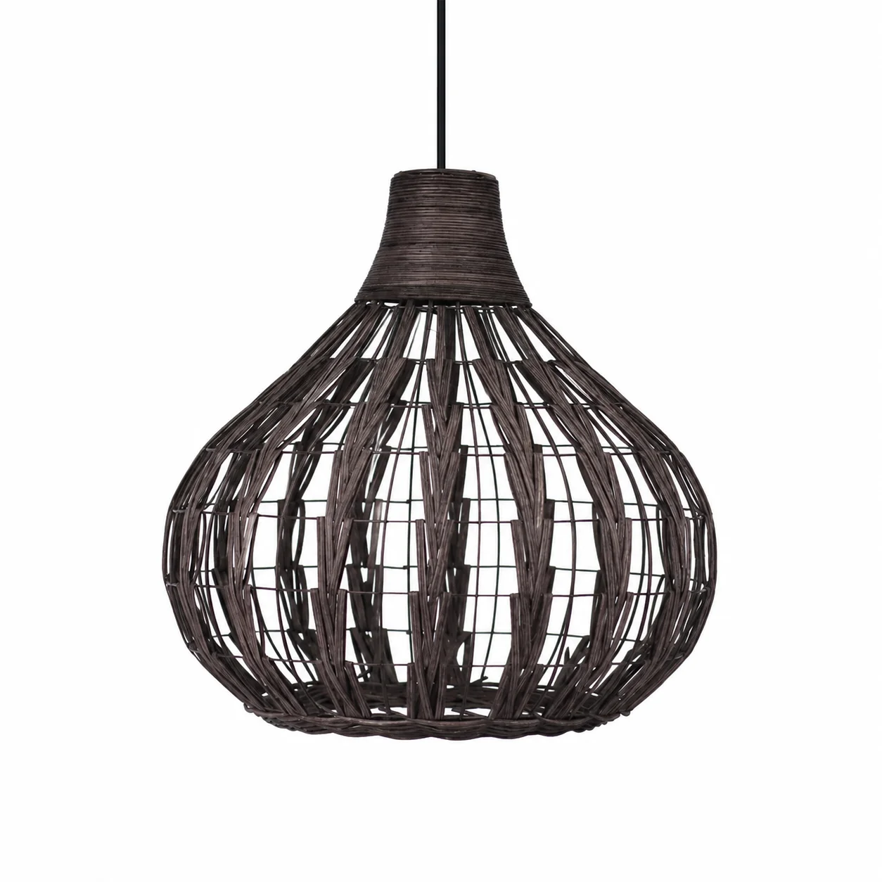 JOYINLED E26 / E27 Woven Hanging Lamp for Dining Room Kitchen Island 33cm Coffee Brown Rattan Pendant Light, Bulb Not Included