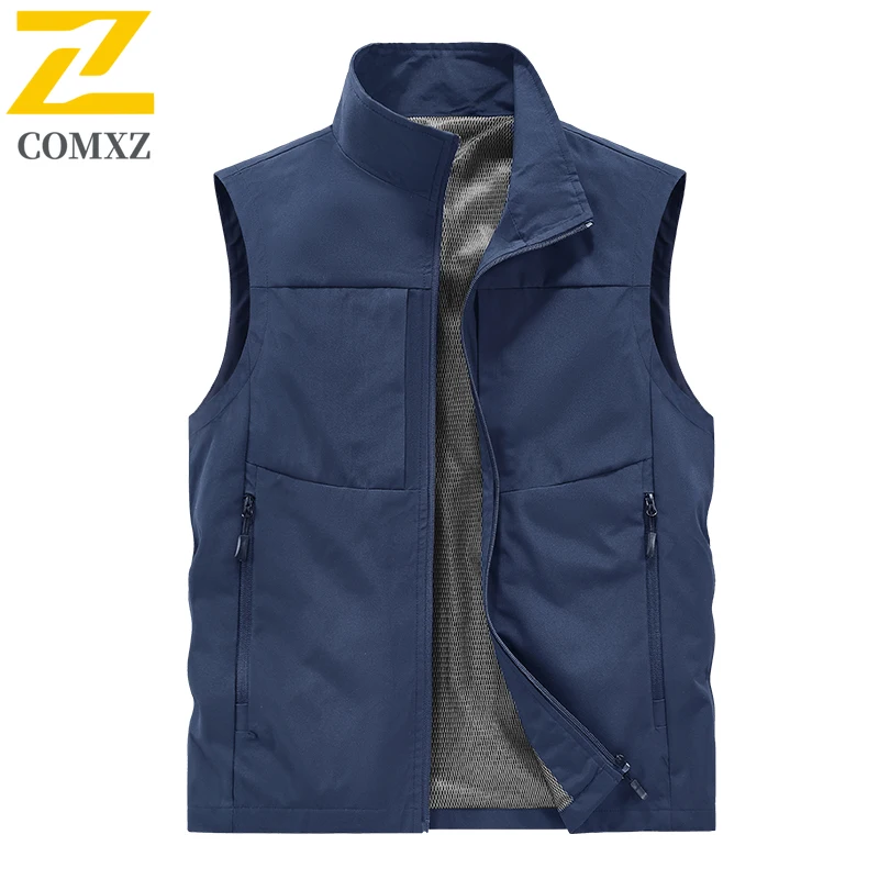 سترة EIAO للرجال مناسبة لجميع الأحوال الجوية للاستخدام الخارجي مقاومة للرياح ومقاومة للماء لصيد السمك بدون أكمام مع العديد من نظام الجيب للرياضات غير الرسمية #4