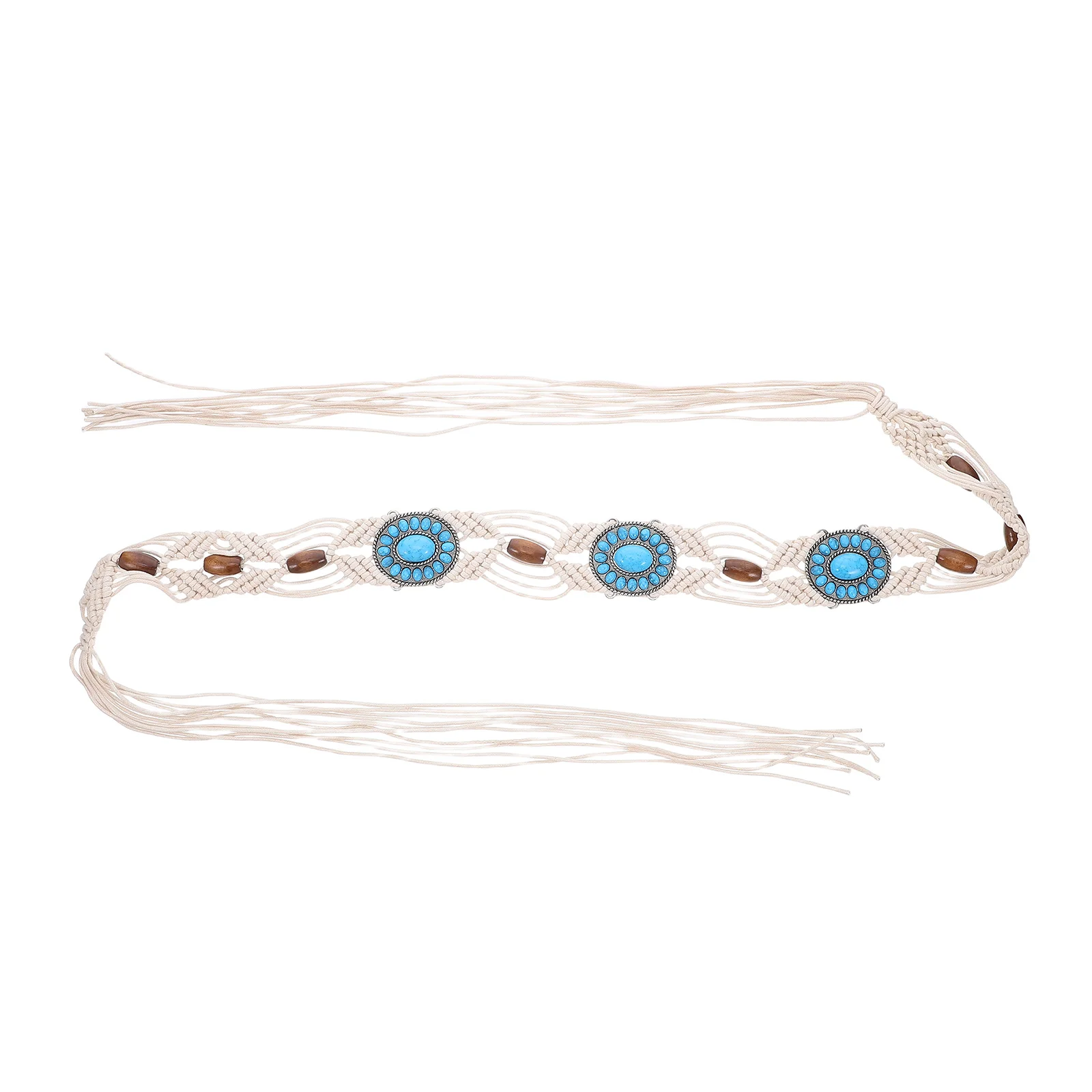 

Boho Waist Rope Braid Belt Manual Woven Women Alloy Bohemian Accessory for