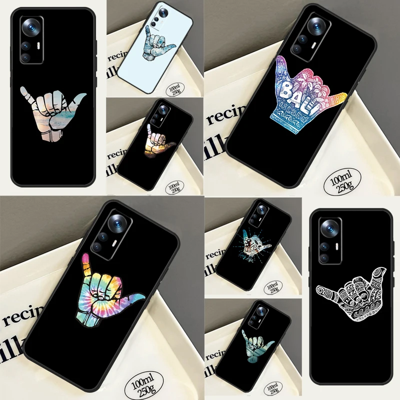 Surfer Surf Hang Loose Shaka Case For Xiaomi 12T Pro 11T 12 13 Lite 12X Cover For POCO X5 Pro X4 X3 F4 GT F3 F5 M5 C40