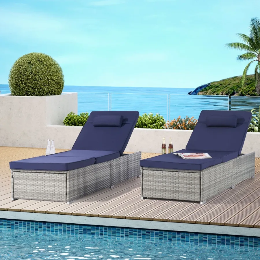 

OUTDOOR SOFA PE RATTAN FURNITURE DECK CHAIR GRAY RATTAN