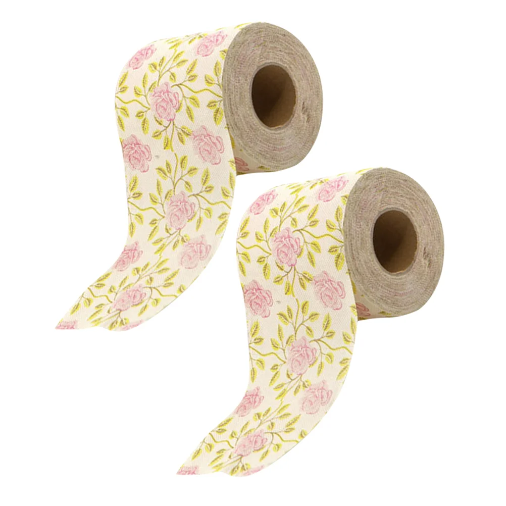 

2 Rolls Printed Toilet Paper Tissue Fake Flowers Colored Bathroom Napkins Cute Bamboo Pulp Travel Colorful Holders Decorative