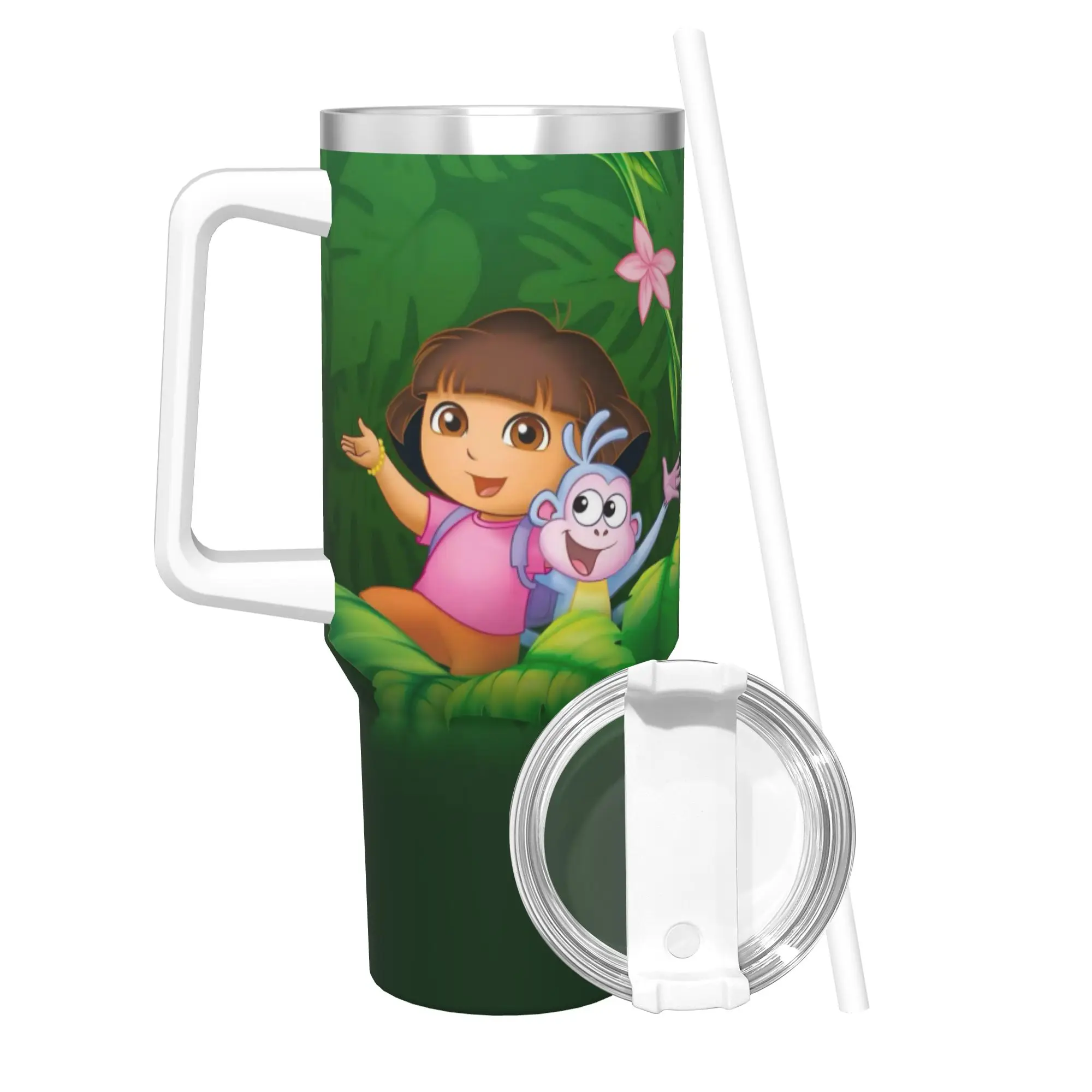 D-Doras The Explorers Tumbler With Straw  Stainless Steel Travel Mugs Double Wall Vacuum Insulated for Cold Or Hot 40oz