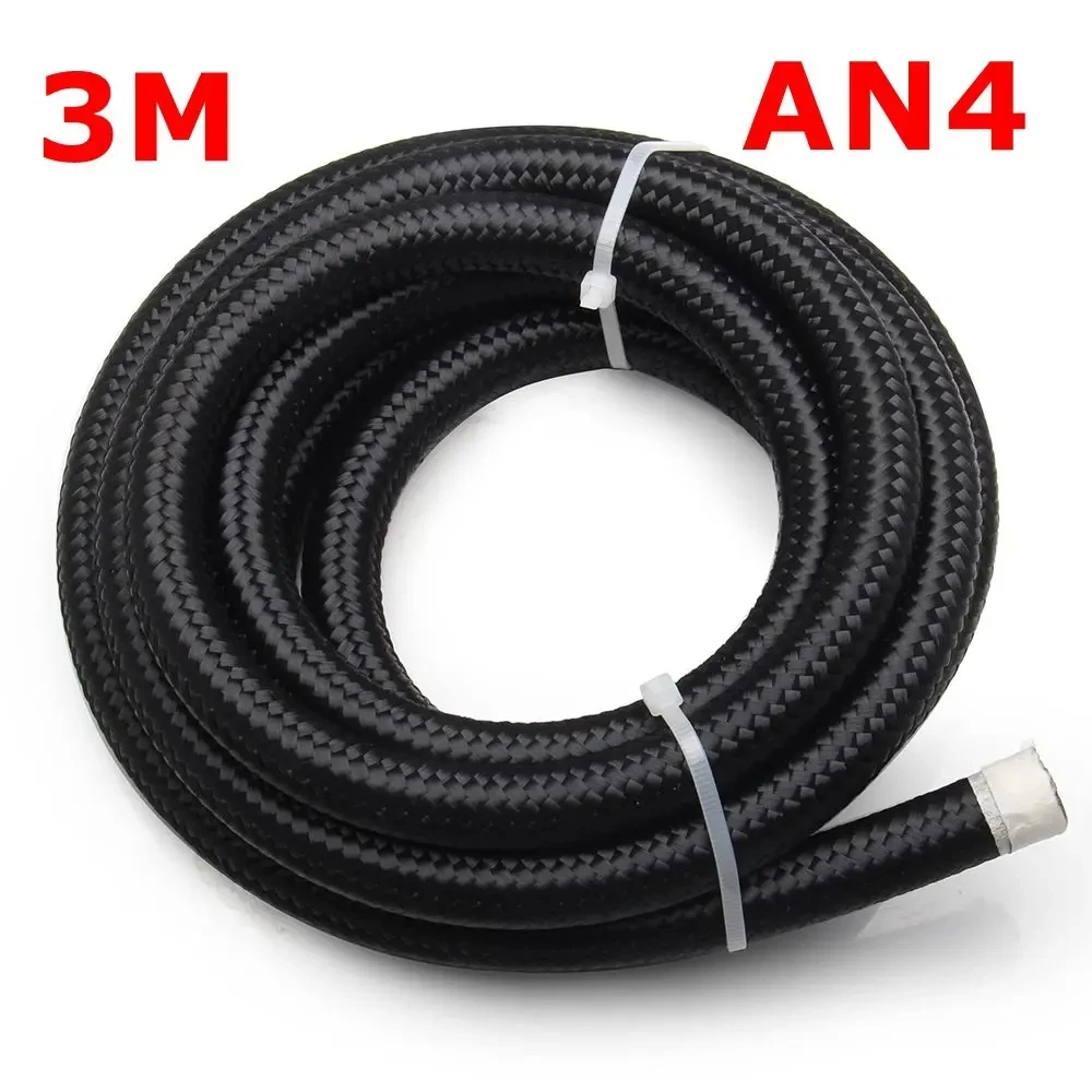 10FT 3M AN4 AN6 AN8 AN10 AN12 Olie Brandstof Slang Olie Gas Cooler Slang Line Buis Nylon Roestvrij staal Gevlochten Binnen Cpe Rubber