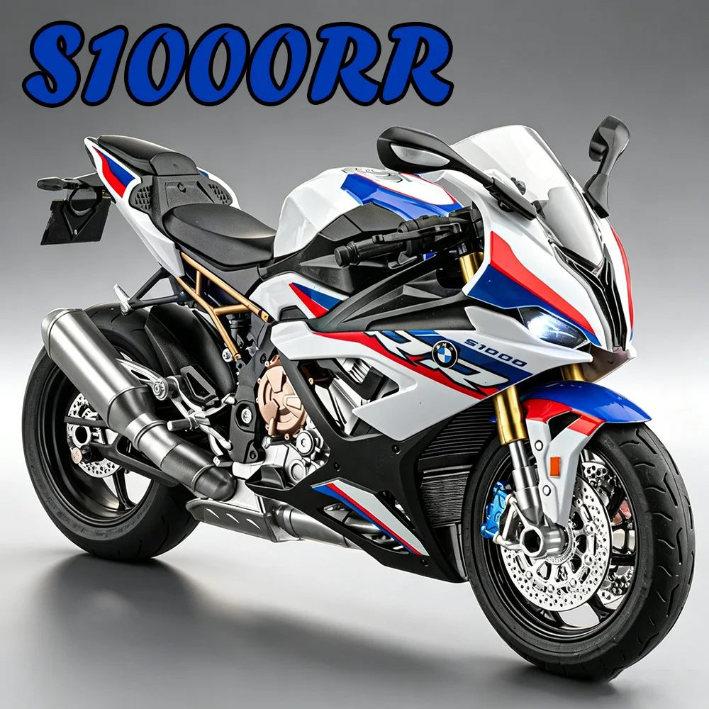 

1:9 S1000RR H2R Miniature Toy Motorcycle Model Alloy Diecast Car Rear Wheel Shock Absorption Rubber Tire Vehice Boyfriend's Gift