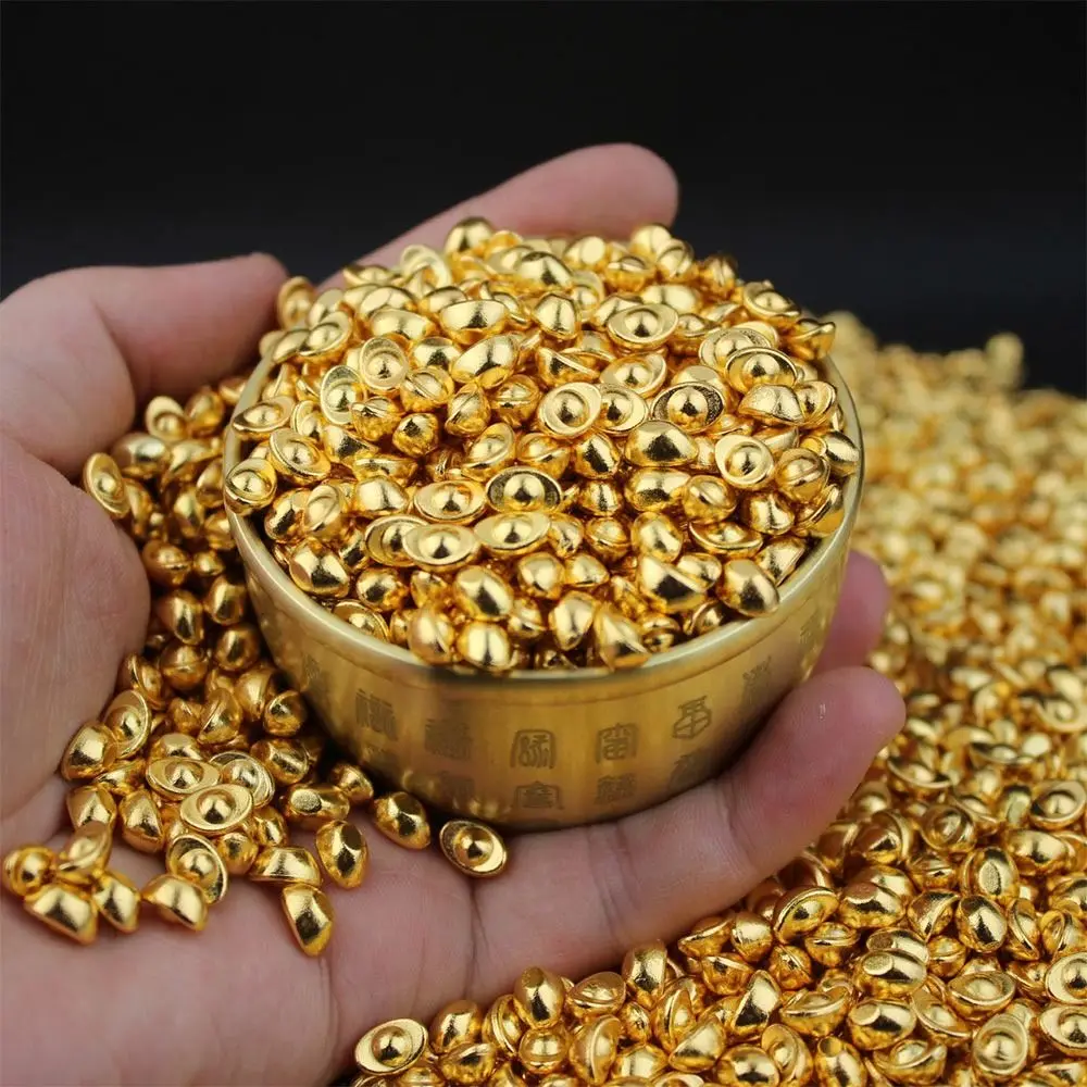 100PCS Gold Mini Gold Dollars Attract Wealth Photo Props Chinese Feng Shui Ornaments Handicrafts Gold Melon Seeds